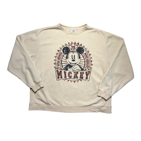 Disney Beige Oversized Long Sleeve Crewneck Sweatshirt US L - Picture 1 of 10
